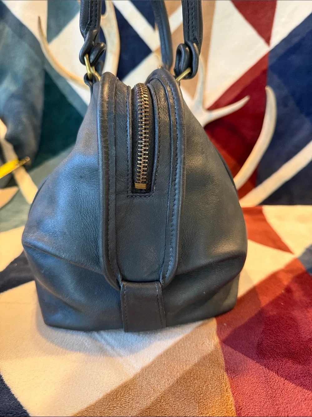 SOLD Vintage Coach Blue Leather Satchel with Double Handles